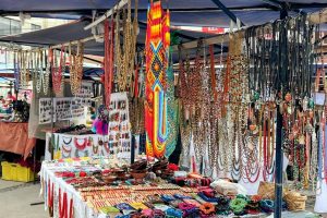 A market stall of beads and necklaces