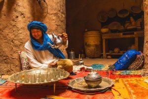 Berber serving mint tea in a traditional special ceremony in Morocco
